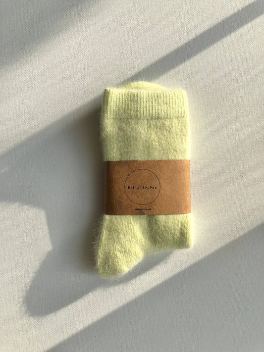 Billy Bamboo Fluffy Angora Socks Yellow Diamond