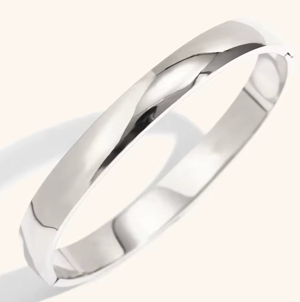 HoopLa - Sofia-Hinge Bangle 14K Gold  Waterproof- PVD plated: Silver / Thin