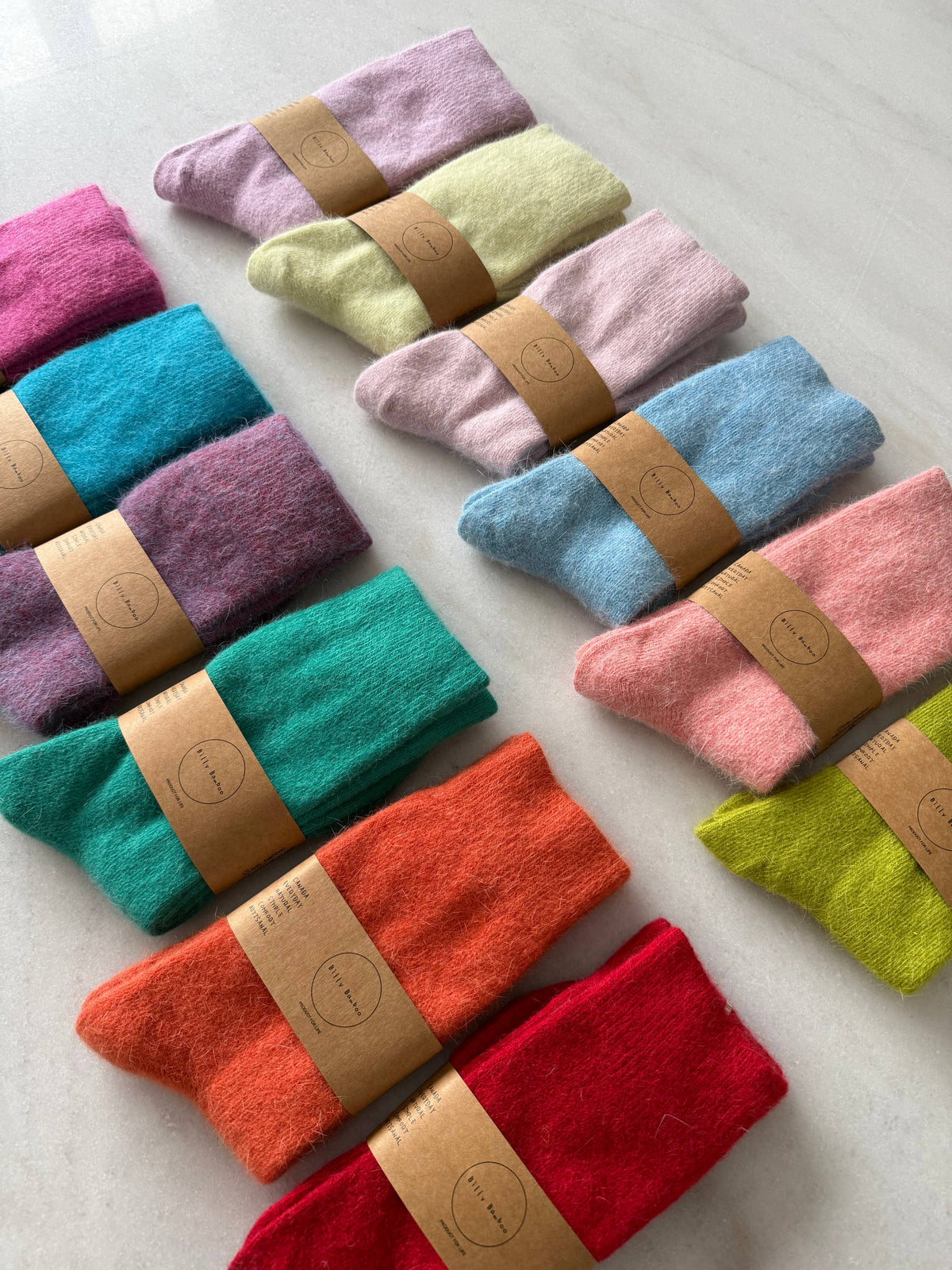 Billy Bamboo - Fluffy Angora Socks Red Coral