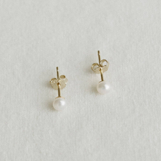 Petite Gold Pearl Studs