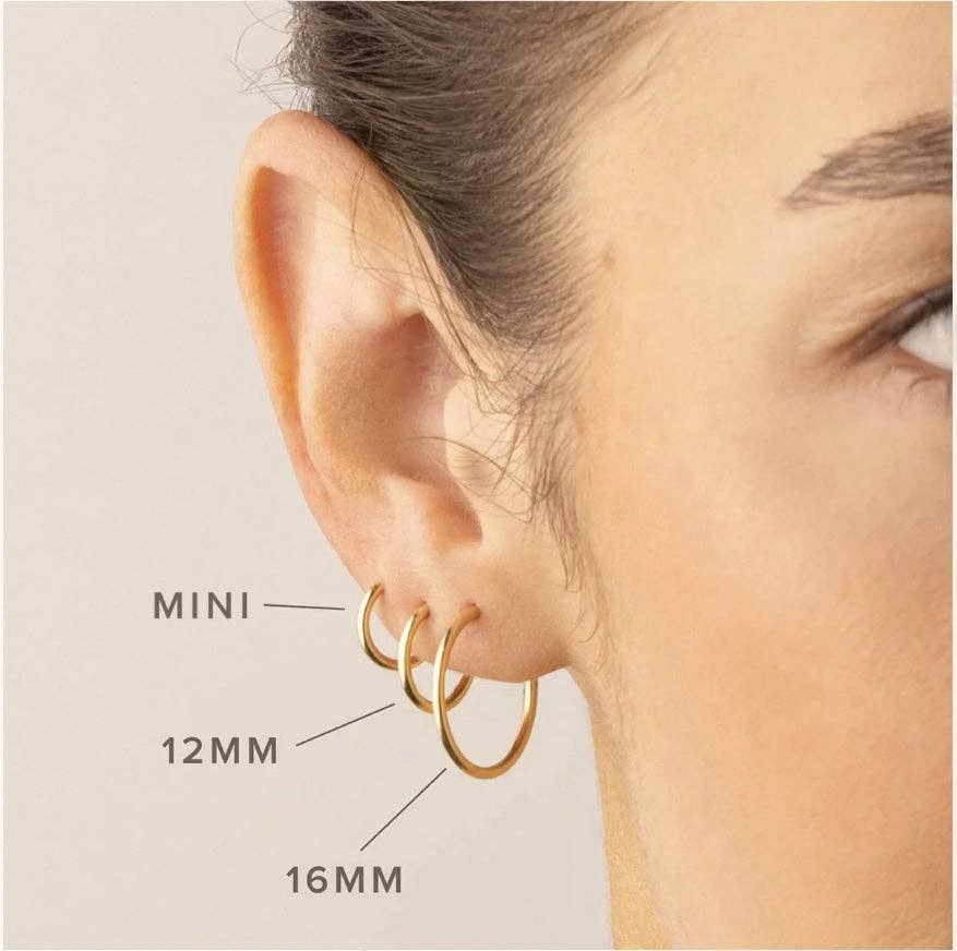 Petite Gold - Thin Hoops: Gold Filled / 12mm