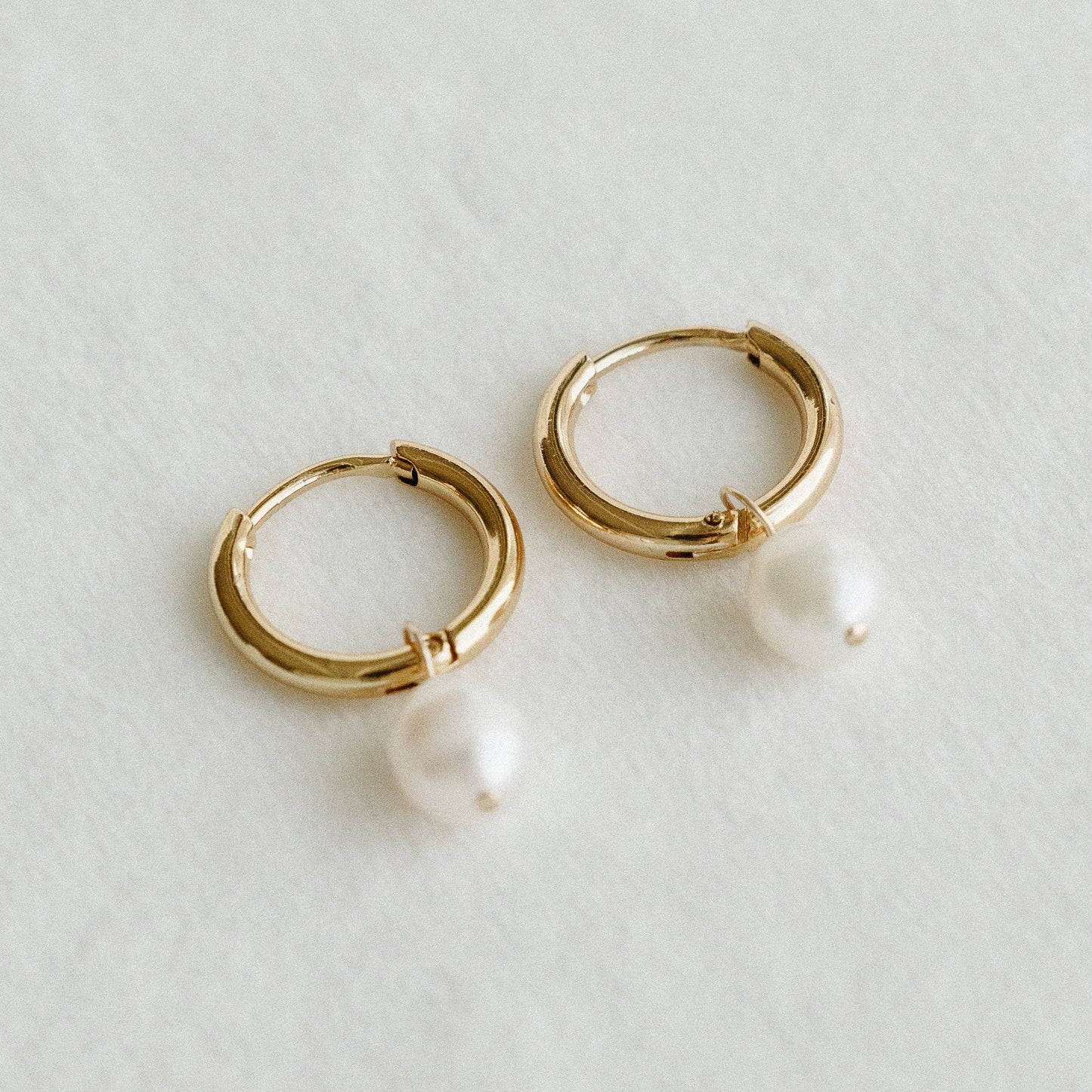 Petite Gold Pearl Hoops