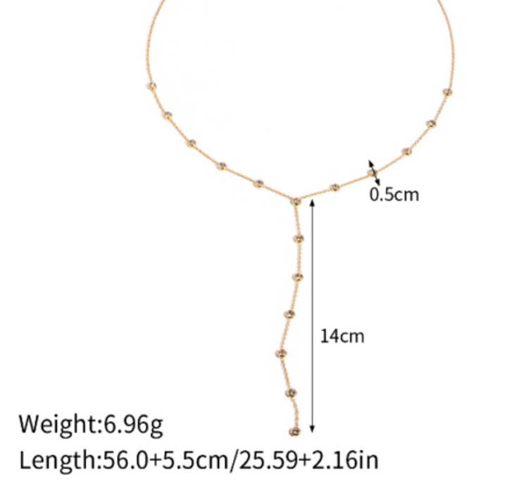 HoopLa - Lariat Diamonds by the yard Waterproof-PVD-14K: Long
