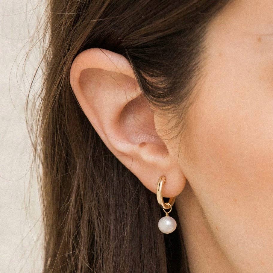 Petite Gold - Pearl Hoops