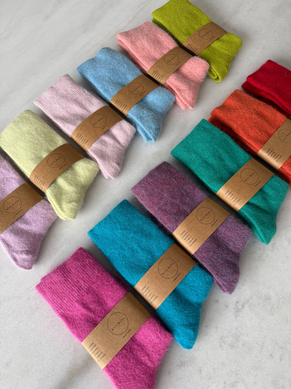 Billy Bamboo - Fluffy Angora Socks Light Grey Melange