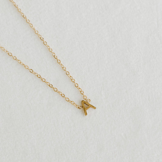 Petite Gold Initial Dainty Necklace R