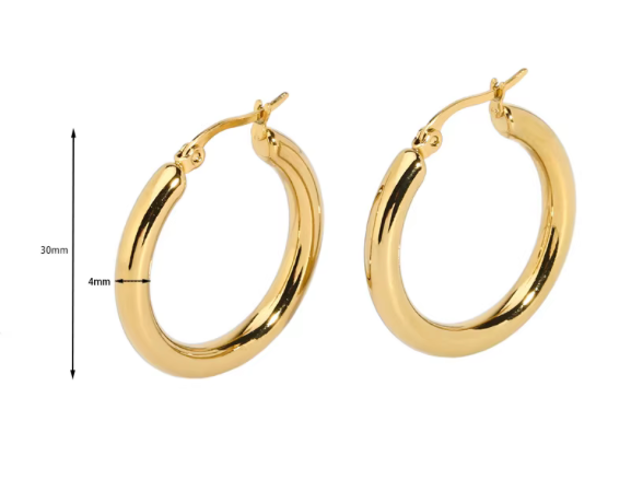 HoopLa -  Porto Hoop- Chunky Classic Hoop Earrings : Yellow Gold / 50mm