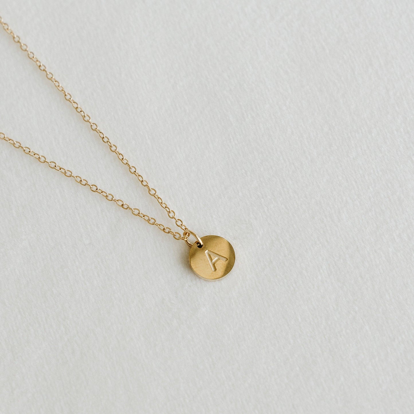 Petite Gold Initial Coin Necklace L