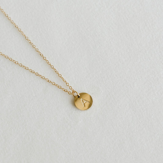 Petite Gold Initial Coin Necklace Q