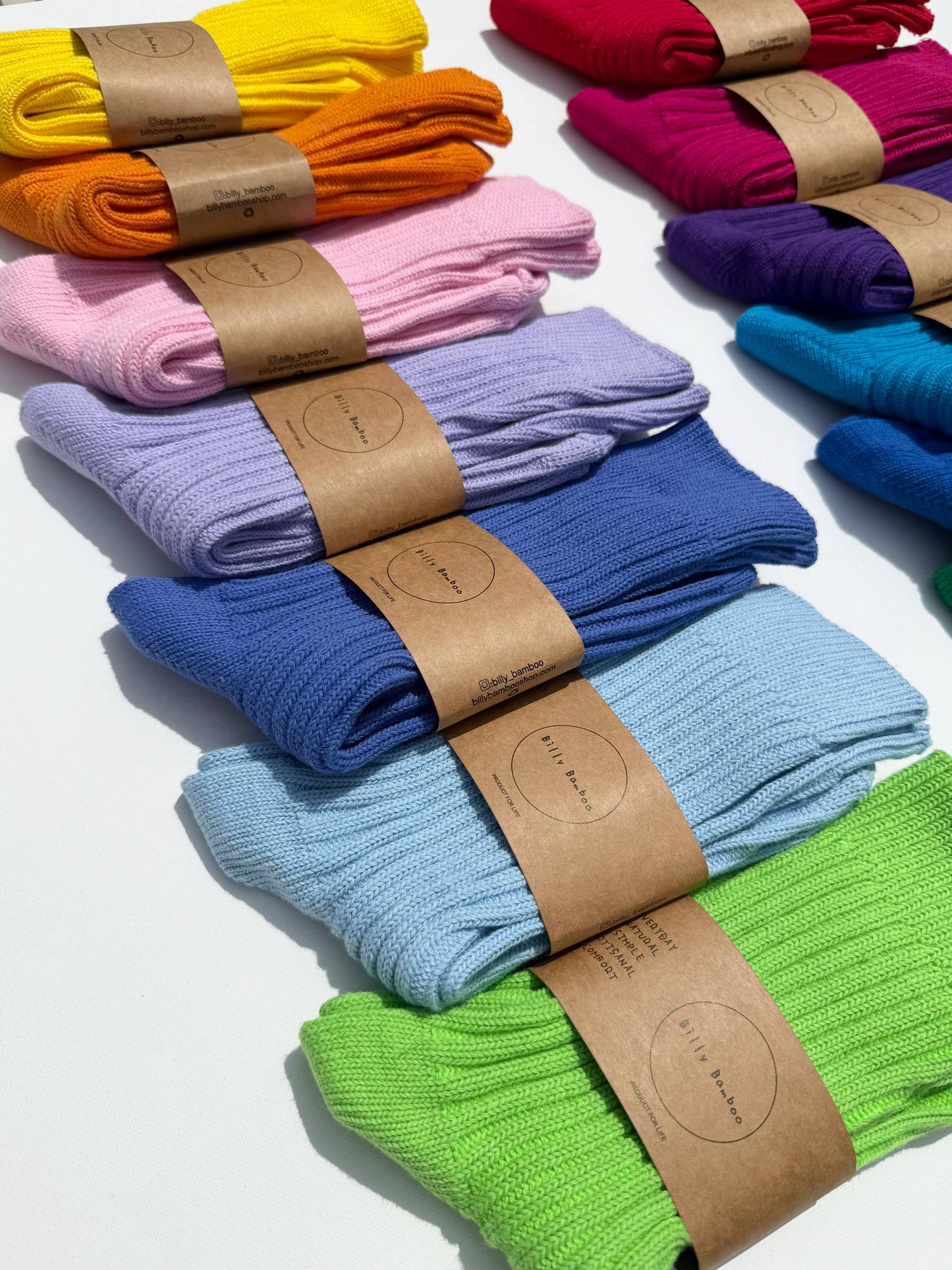 Billy Bamboo Ribbed Cotton Socks - Crystal bright: Lavender
