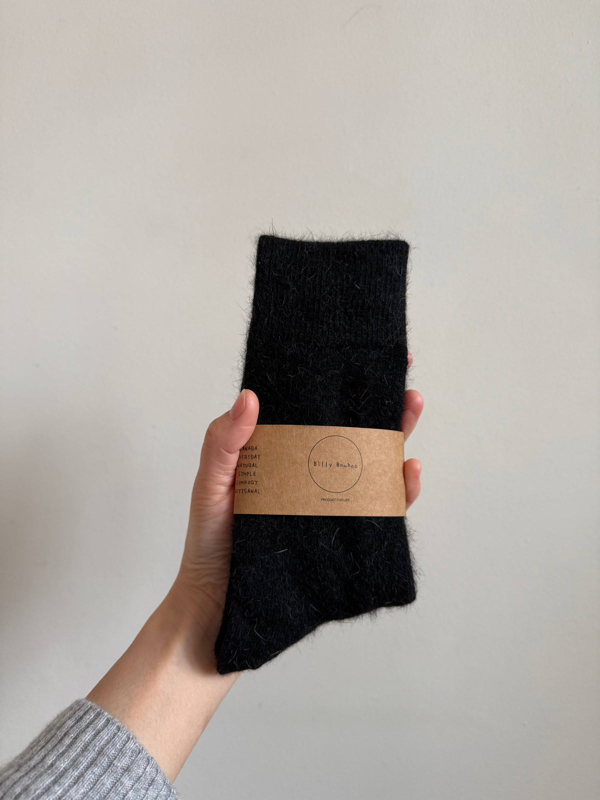 Billy Bamboo - Fluffy Angora Socks Black