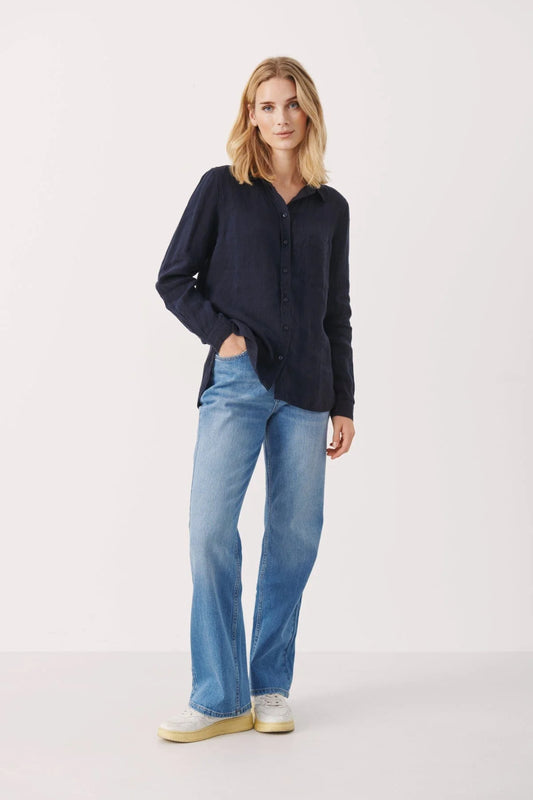 Part Two Kivas Linen Shirt Night Sky