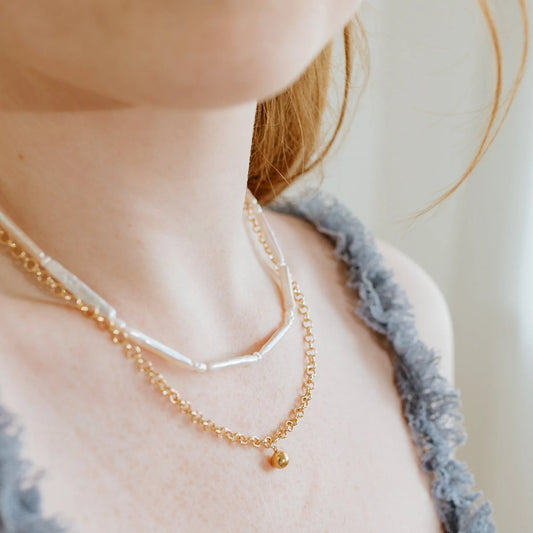 Jillian Leigh Luna Necklace Gold/Pearl