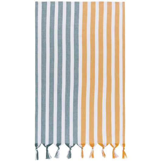 Danica Dishtowel 100% Cotton Caban Stripe Lagoon/Ochre